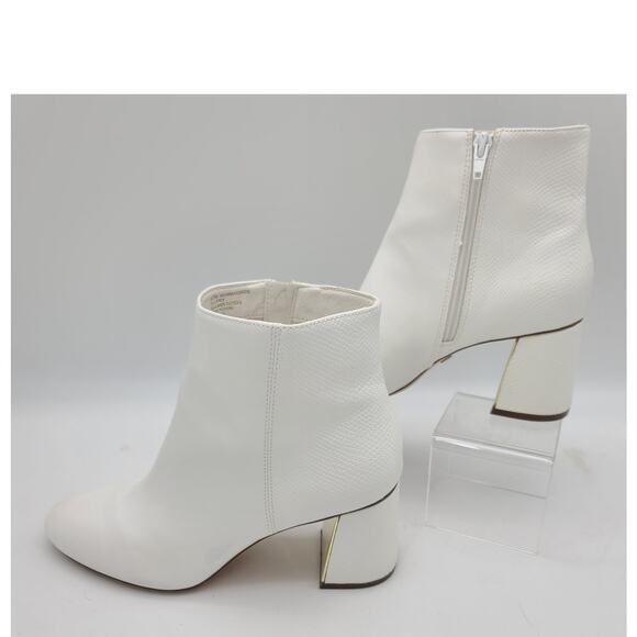 XOXO Womens 6.5M White Mixed Media Gold Heel Kahana Toe Block Heel Booties - Picture 2 of 10